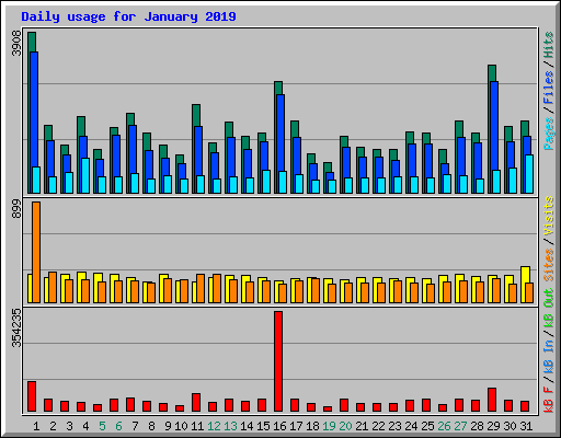 Daily usage for January 2019