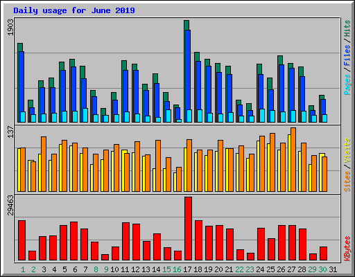 Daily usage for June 2019